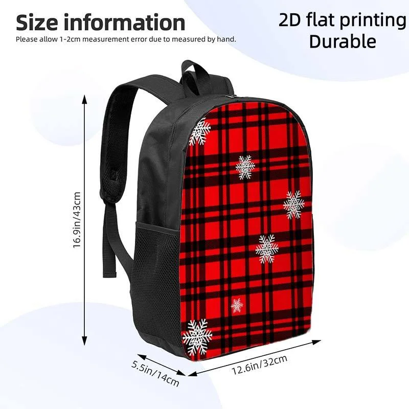 1 red plaid with white snowflake backpack | Cute, lightweight, large capacity, adjustable shoulder strap, zip closure
1 red plaid with white snowflake backpack | Cute, lightweight, large capacity, adjustable shoulder strap, zip closure