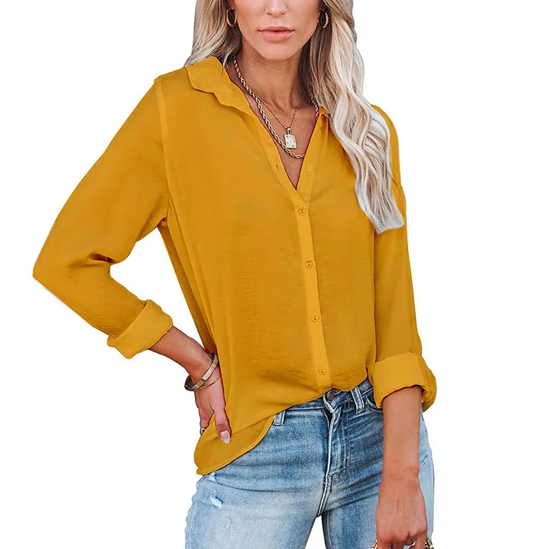 Women Office Solid Color Turn-down Collar Shirt Single Breasted Long Sleeve Shirt Loose Casual Formal Women's Clothing Summer
Women Office Solid Color Turn-down Collar Shirt Single Breasted Long Sleeve Shirt Loose Casual Formal Women's Clothing Summer