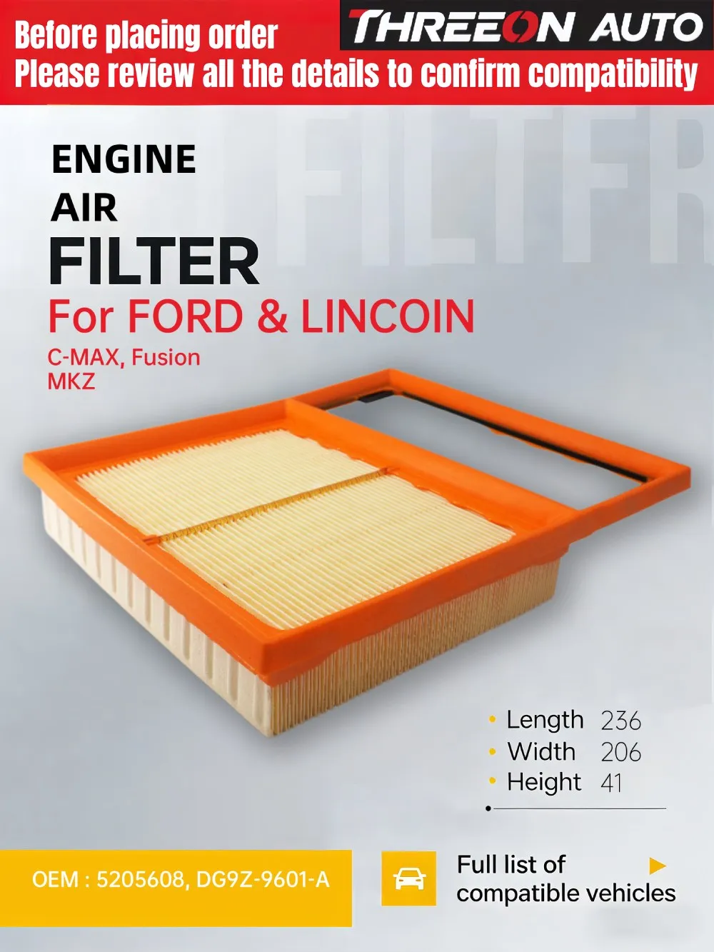 For Ford C-Max, Fusion MONDEO V Hybrid 2013-20 2.0L, For Lincoln MKZ 2013-2020 L4 2.0L, WESTGUARD Air Filter MA9380
For Ford C-Max, Fusion MONDEO V Hybrid 2013-20 2.0L, For Lincoln MKZ 2013-2020 L4 2.0L, WESTGUARD Air Filter MA9380
