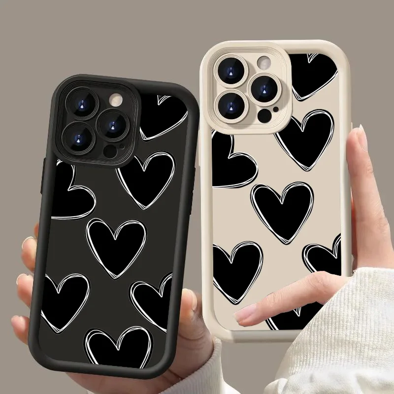 Black Love Heart Phone Case For iPhone 16 15 14 11 Pro Max 13 12 XS XR 8 7 Plus SE2 15 13 Shockproof Soft Silicone Bumper Cover
Black Love Heart Phone Case For iPhone 16 15 14 11 Pro Max 13 12 XS XR 8 7 Plus SE2 15 13 Shockproof Soft Silicone Bumper Cover