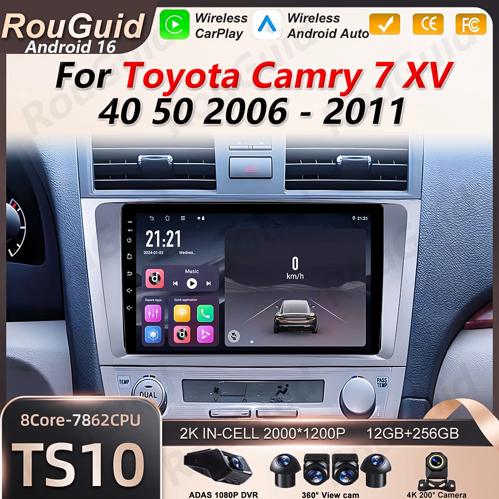 Android 16 Car Radio Auto For Toyota Camry 7 XV 40 50 2006 2007 2008 2009 2010 2011 Video Multimedia Player Carplay Wireless BT
Android 16 Car Radio Auto For Toyota Camry 7 XV 40 50 2006 2007 2008 2009 2010 2011 Video Multimedia Player Carplay Wireless BT