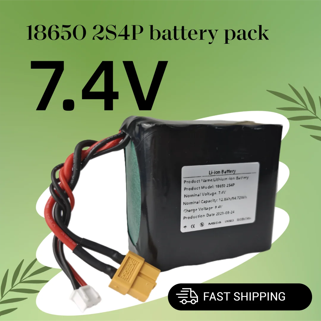 Аккумуляторная батарея Li-ion 7.4V 12.8Ah для различных радиоуправляемых самолетов, дронов, квадрокоптеров, с разъемами XH2.54-3P, XT60, для сборки 2S4P аккумуляторных блоков 18650.
Аккумуляторная батарея Li-ion 7.4V 12.8Ah для различных радиоуправляемых самолетов, дронов, квадрокоптеров, с разъемами XH2.54-3P, XT60, для сборки 2S4P аккумуляторных блоков 18650.