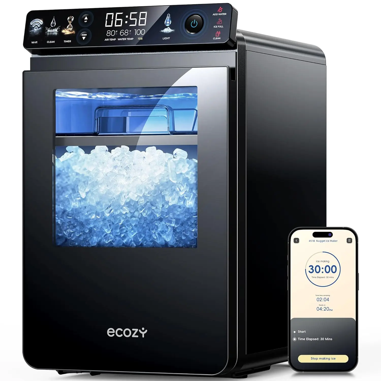 Nugget Ice Maker Countertop, Smart Pebble Ice Machine with APP Control, 44 lbs Per Day Soft Pellet Chewable Ice with Self-Cleani
Nugget Ice Maker Countertop, Smart Pebble Ice Machine with APP Control, 44 lbs Per Day Soft Pellet Chewable Ice with Self-Cleani