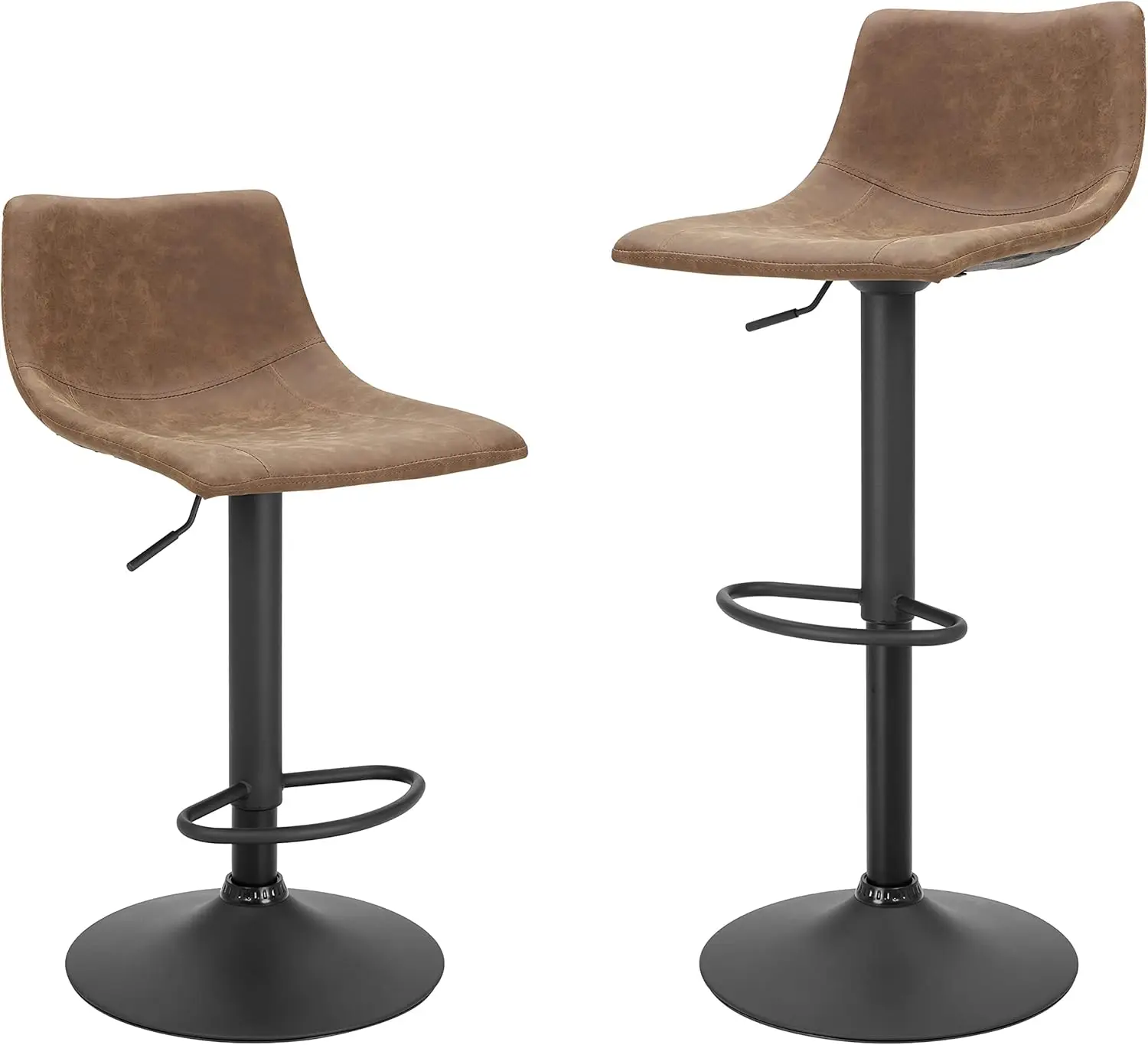 Bar Stools Set of 2, Swivel Adjustable Height Bar Chairs with Footrest & L-Shape Back, Vintage Leather Counter Stools for Kit
Bar Stools Set of 2, Swivel Adjustable Height Bar Chairs with Footrest & L-Shape Back, Vintage Leather Counter Stools for Kit