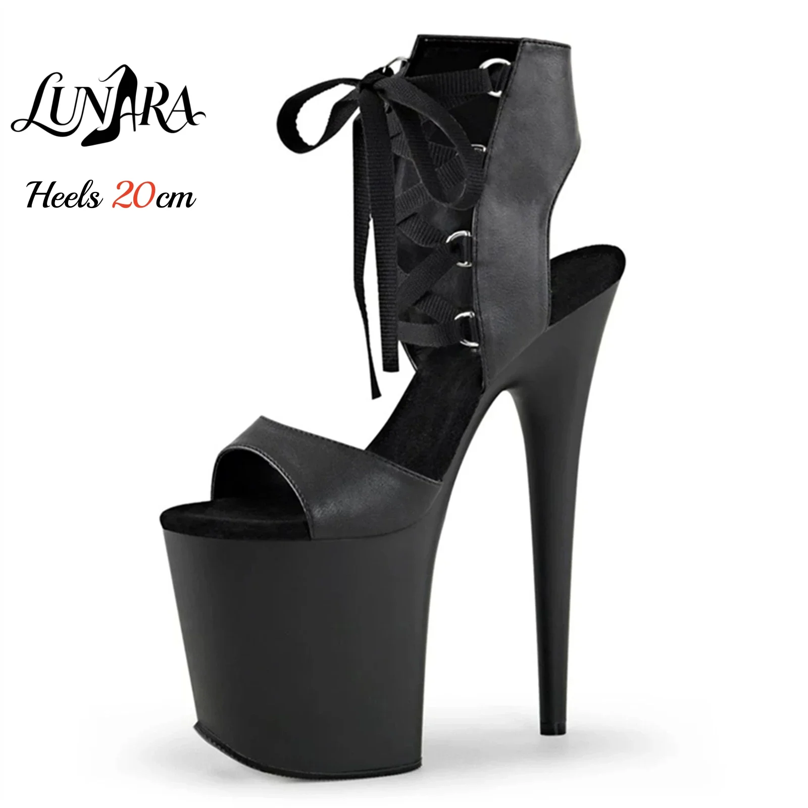 20cm Black PU Leather Platform High Heel Sandals Lace-Up Ankle Cuff Open Toe Non-slip Sexy Stage Performance Nightclub Shoes
20cm Black PU Leather Platform High Heel Sandals Lace-Up Ankle Cuff Open Toe Non-slip Sexy Stage Performance Nightclub Shoes
