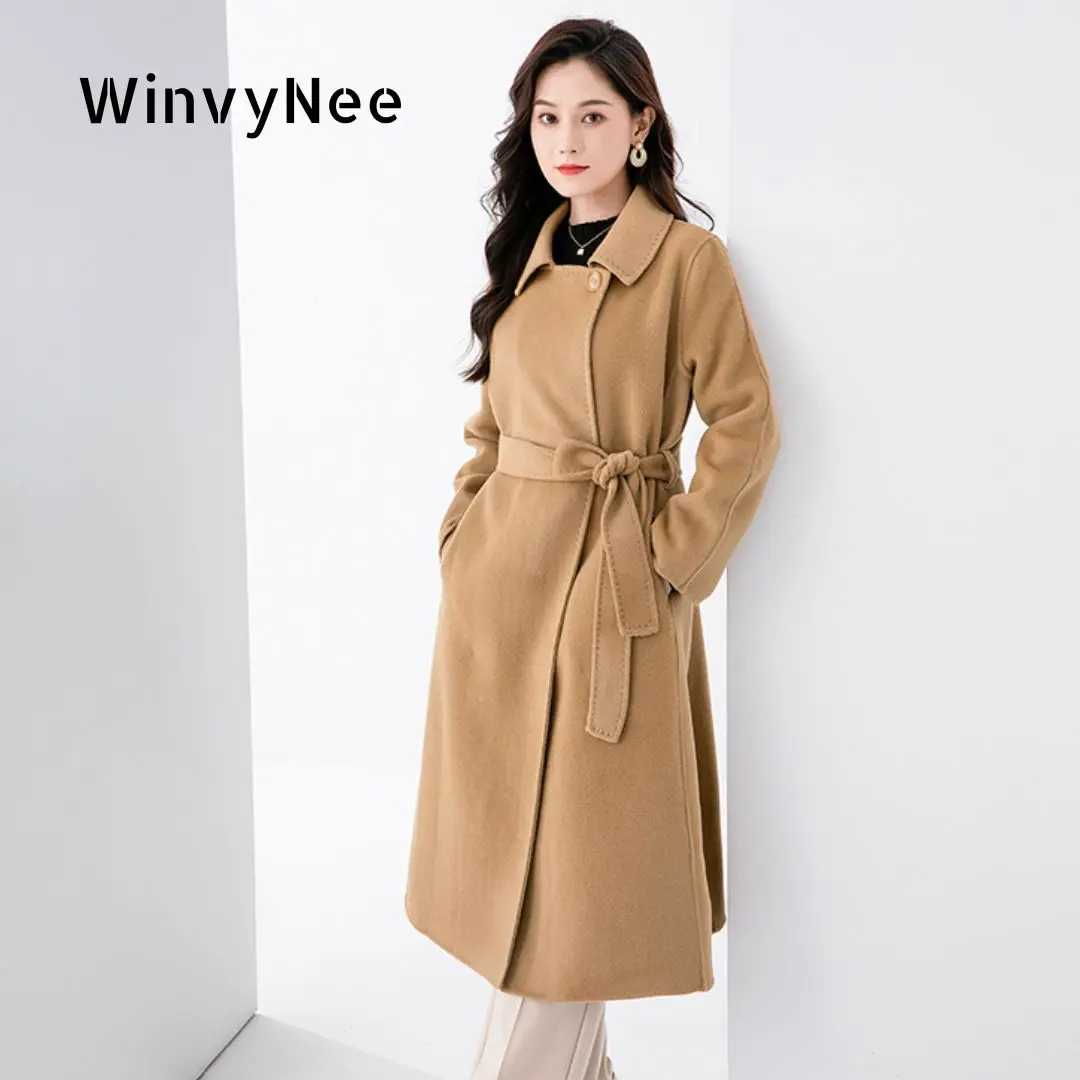 WinvyNee 2025, зимнее длинное женское шерстяное пальто с поясом, верблюжья шерсть, пальто с отложным воротником, длинное пальто с грудью H1643016
WinvyNee 2025, зимнее длинное женское шерстяное пальто с поясом, верблюжья шерсть, пальто с отложным воротником, длинное пальто с грудью H1643016