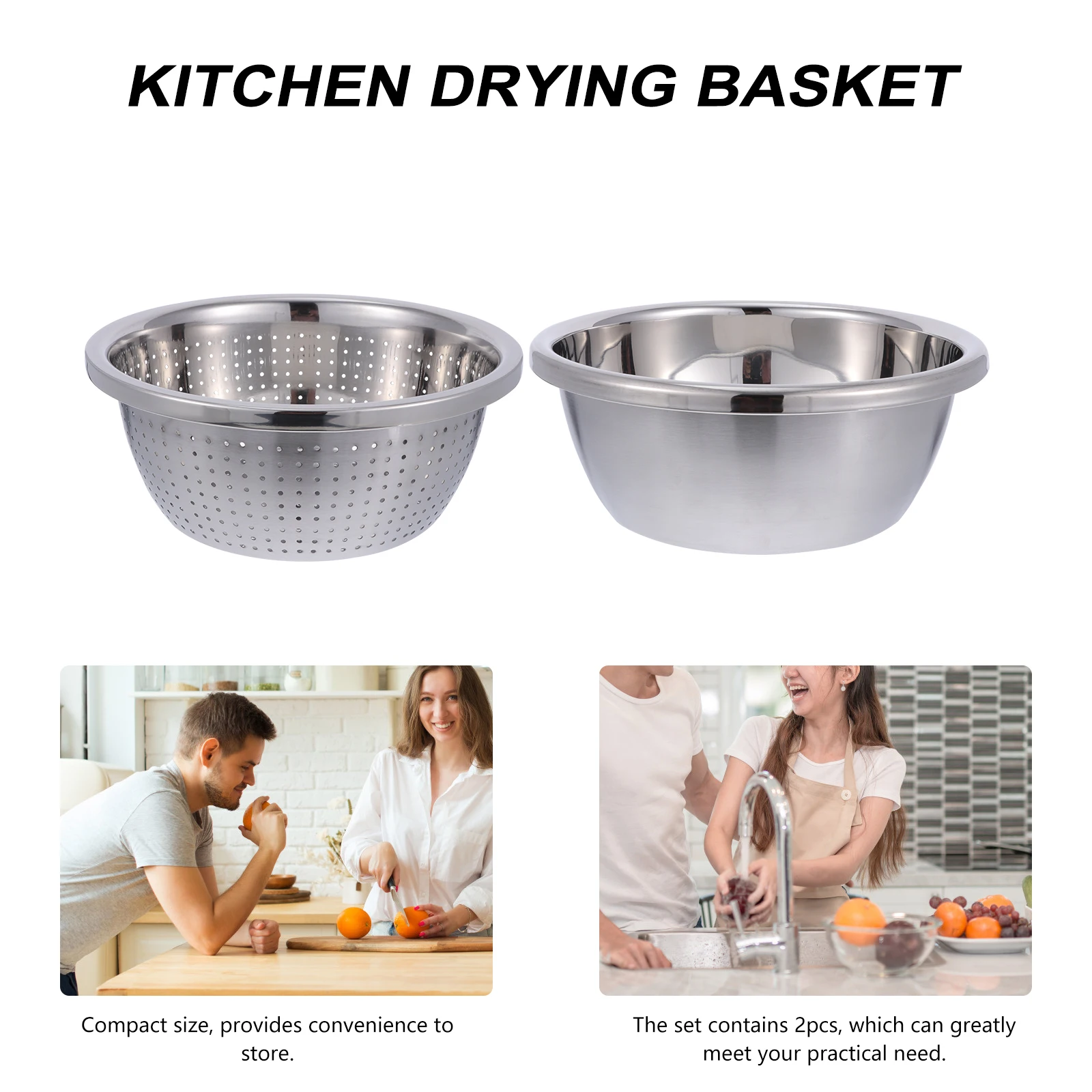 2Pcs Stainless Steel Basin Thickened Sink Drainer Compact Size Kitchen Tool Fruit Vegetable Drying Basket Rice Holder
2Pcs Stainless Steel Basin Thickened Sink Drainer Compact Size Kitchen Tool Fruit Vegetable Drying Basket Rice Holder