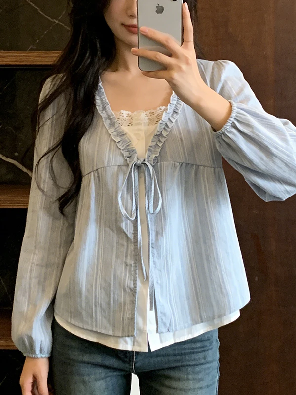 Loose Long Sleeve Wood Grain Shirt Women's plus Size Spring New Style Breathable Comfortable V-neck Casual Fashion
Loose Long Sleeve Wood Grain Shirt Women's plus Size Spring New Style Breathable Comfortable V-neck Casual Fashion