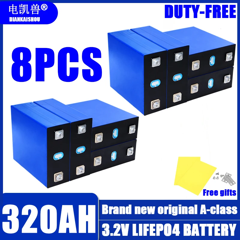 8pcs 3.2V 320Ah Lifepo4 cells Rechargeable Battery Grade A 8000 Cycles DIY 24V 8s RV EV Boat Golf solar energy camping duty-free
8pcs 3.2V 320Ah Lifepo4 cells Rechargeable Battery Grade A 8000 Cycles DIY 24V 8s RV EV Boat Golf solar energy camping duty-free