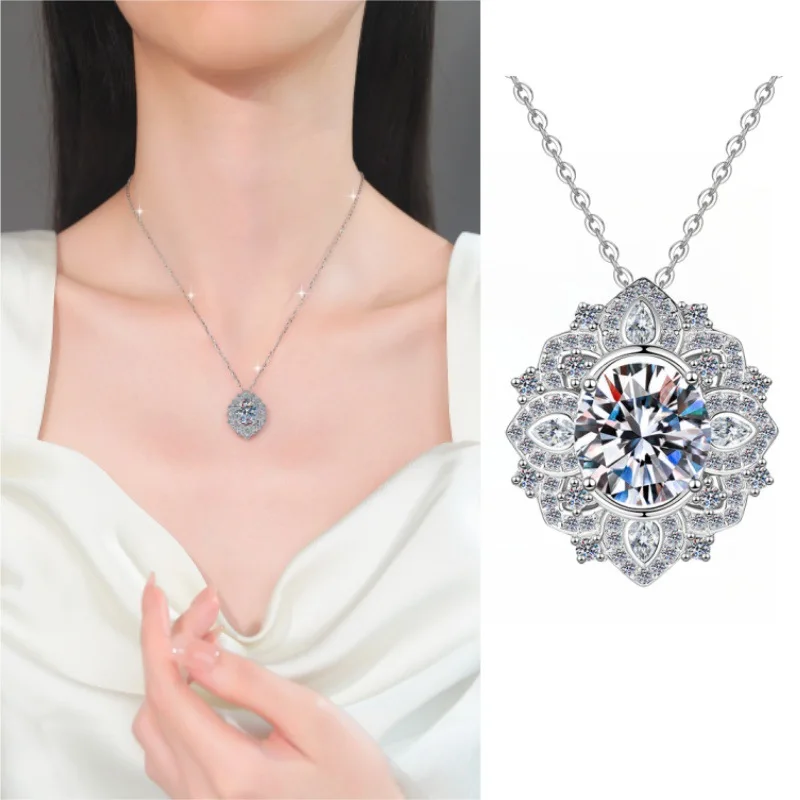 925 Sterling Silver Necklace Floral Star Pendant with 3-carat Moissanite Collarbone Chain
925 Sterling Silver Necklace Floral Star Pendant with 3-carat Moissanite Collarbone Chain