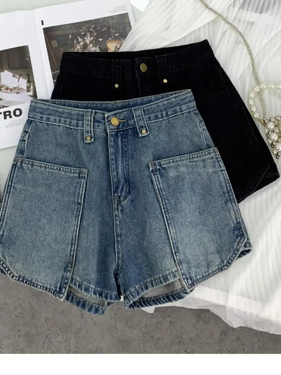 High Waist A-Line Wide Leg Short Jeans Retro Style for Pear Shaped Women plus Size Loose Fit Summer Casual Cool Feeling
High Waist A-Line Wide Leg Short Jeans Retro Style for Pear Shaped Women plus Size Loose Fit Summer Casual Cool Feeling