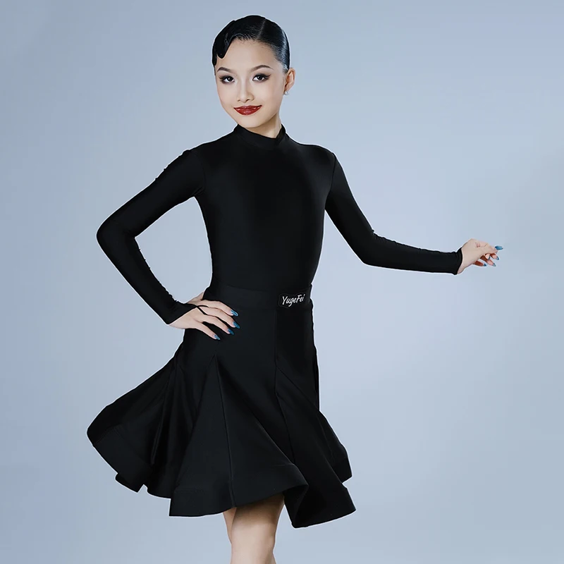 Latin Dance Competition Dress For Kids Black Long Sleeve Bodysuit Skirts Set Girl Professional Performance Dancing Outfit 3457
Latin Dance Competition Dress For Kids Black Long Sleeve Bodysuit Skirts Set Girl Professional Performance Dancing Outfit 3457