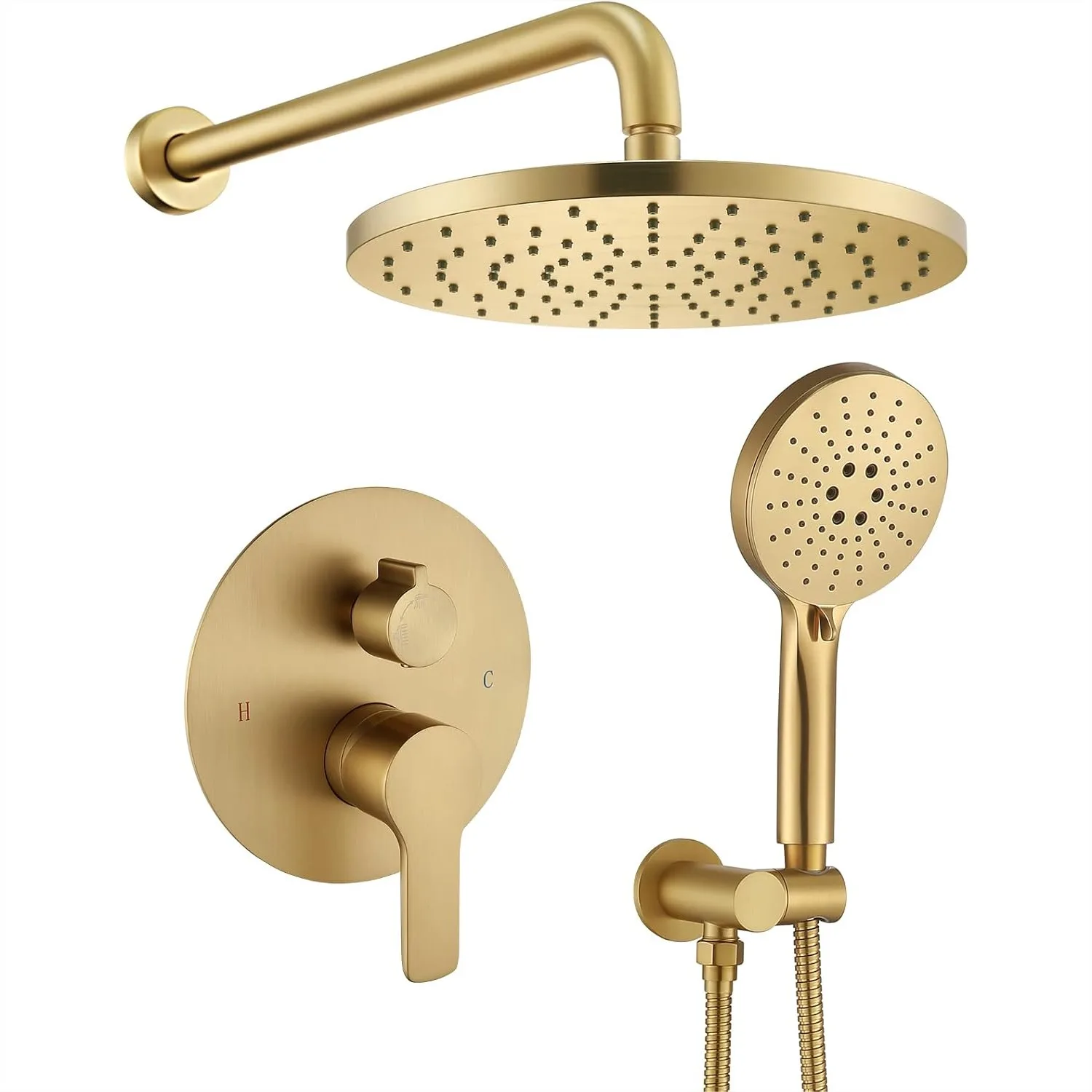 Wall Mounted Shower System with 10 Inch Rain Shower Head and 3-Setting Handheld, Brushed Gold Bathroom Faucet Mixer Set
Wall Mounted Shower System with 10 Inch Rain Shower Head and 3-Setting Handheld, Brushed Gold Bathroom Faucet Mixer Set