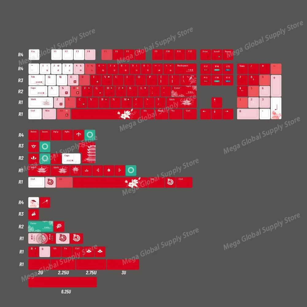 PBT 152 Keys Chinoiserie Red Keycap Cherry Profile DYE Sublimation ISO Enter Original Design For GH60 RK61 Mechanical Keyboard
PBT 152 Keys Chinoiserie Red Keycap Cherry Profile DYE Sublimation ISO Enter Original Design For GH60 RK61 Mechanical Keyboard