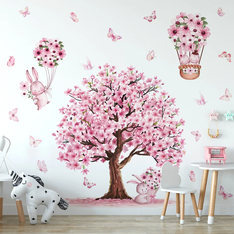 Cartoon Wall Sticker For Children Cherry Blossom Rabbit Room Decor Stickers Home Decoration Accessories Self-Adhesive Wallpaper
Cartoon Wall Sticker For Children Cherry Blossom Rabbit Room Decor Stickers Home Decoration Accessories Self-Adhesive Wallpaper