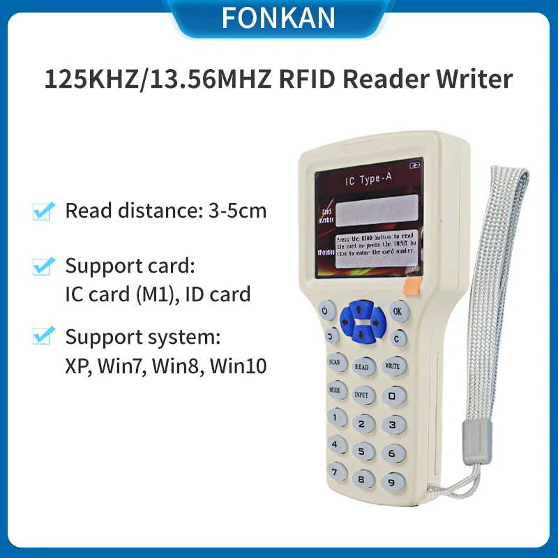 NFC RFID Reader ID IC reader 125KHZ 13.56mhz USB Cable for 125Khz 13.56Mhz Cards LCD Screen
NFC RFID Reader ID IC reader 125KHZ 13.56mhz USB Cable for 125Khz 13.56Mhz Cards LCD Screen