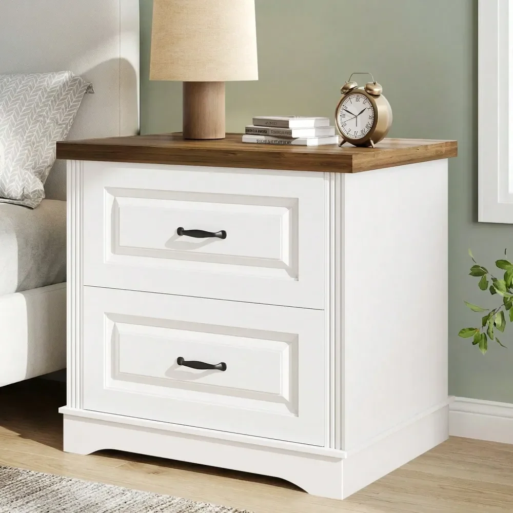 Nightstand With 2 Drawers, Wooden Night Stand With Oak Tabletop, Large End Table Side Table For Bedroom, Living Room, White Bla
Nightstand With 2 Drawers, Wooden Night Stand With Oak Tabletop, Large End Table Side Table For Bedroom, Living Room, White Bla