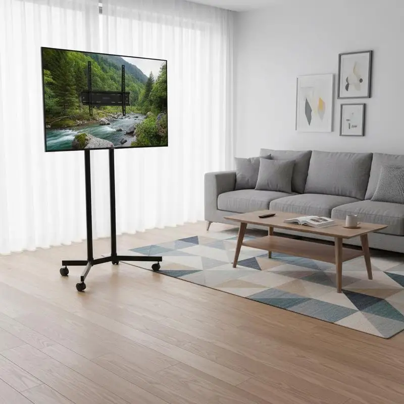 Mobile Television Trolley 32-65 Inch For Living Room Bedroom Office, Height Adjustable Portable Monitor Mount Wheels 88lbs Load VESA 400x400mm Metal Frame Black Finish
Mobile Television Trolley 32-65 Inch For Living Room Bedroom Office, Height Adjustable Portable Monitor Mount Wheels 88lbs Load VESA 400x400mm Metal Frame Black Finish