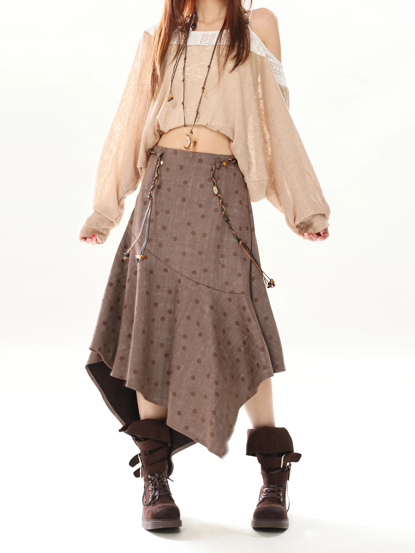 AONW Retro Polka Dot Asymmetrical High Waist Midi Skirt Women's Ins Slimming Design Versatile plus Size f-length Skirt
AONW Retro Polka Dot Asymmetrical High Waist Midi Skirt Women's Ins Slimming Design Versatile plus Size f-length Skirt