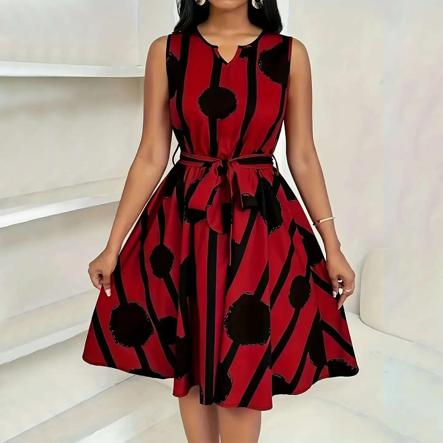 2363 Women's Fashion 2025 Summer Digital Print Belted Sleeveless Plus Size Dress 2025 Party Summer Elegantes Casual Y2k
2363 Women's Fashion 2025 Summer Digital Print Belted Sleeveless Plus Size Dress 2025 Party Summer Elegantes Casual Y2k