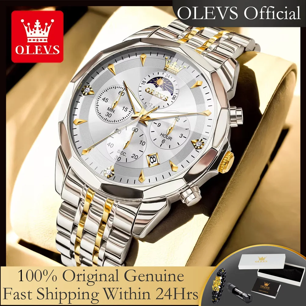 OLEVS 3673, оригинальные брендовые кварцевые часы, мужские твердые стальные ремешки, хронограф, наручные часы с фазой Луны, ромбовидное зеркало, роскошные мужские часы
OLEVS 3673, оригинальные брендовые кварцевые часы, мужские твердые стальные ремешки, хронограф, наручные часы с фазой Луны, ромбовидное зеркало, роскошные мужские часы
