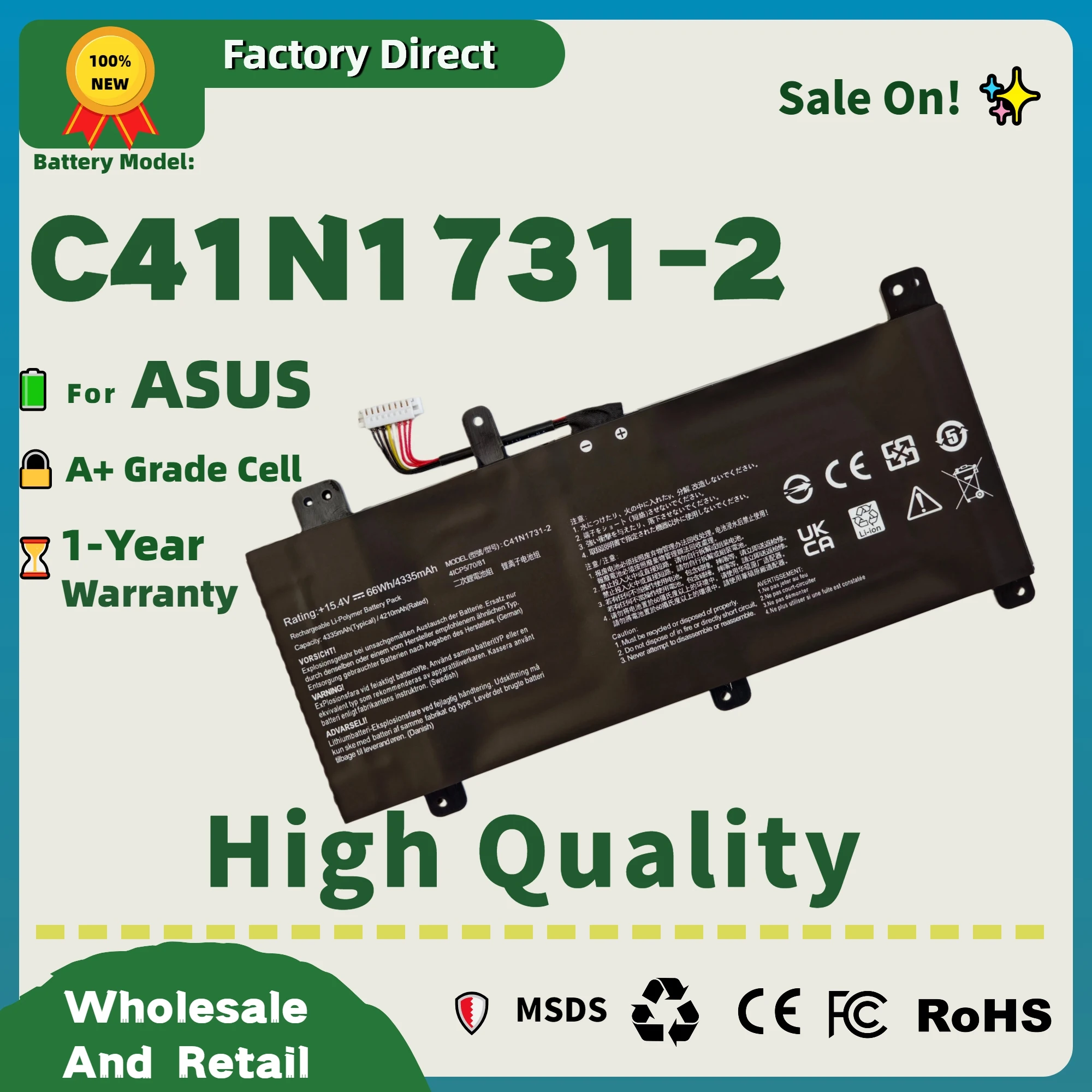 Прямо с завода! Аккумулятор C41N1731-2 для ASUS TUF Dash F15 FX516 Zephyrus G15 GA502 G GA502 M GU502 S GX502 M15 GU532
Прямо с завода! Аккумулятор C41N1731-2 для ASUS TUF Dash F15 FX516 Zephyrus G15 GA502 G GA502 M GU502 S GX502 M15 GU532