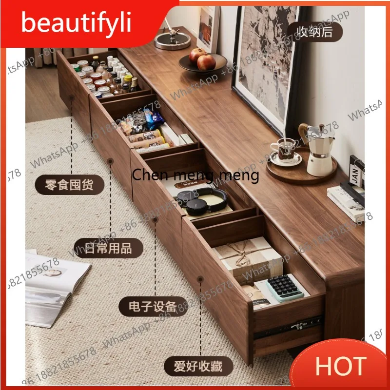A139 Black walnut TV cabinet combination all solid wood living room modern simple floor cabinet
A139 Black walnut TV cabinet combination all solid wood living room modern simple floor cabinet