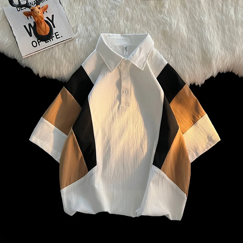 Hit Color Summer Half Short Sleeve Polo Men T Shirt Patchwork Thin Fashion All-match Oversized Vintage Clothing Design Drape Top
Hit Color Summer Half Short Sleeve Polo Men T Shirt Patchwork Thin Fashion All-match Oversized Vintage Clothing Design Drape Top
