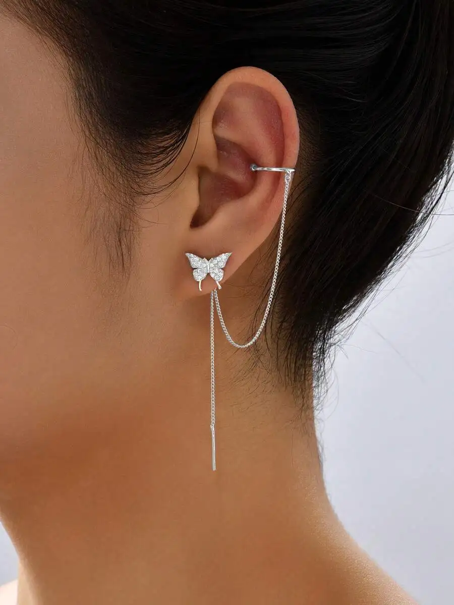 Butterfly Stud Earrings With Chain Dangle For Women
Butterfly Stud Earrings With Chain Dangle For Women