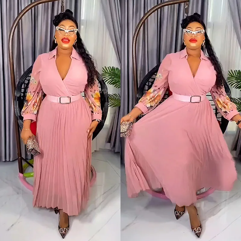 Elegant African Chiffon Dresses for Women Print Pleated Belted Ankara Dashiki Evening Party Gown Dubai Abaya Kaftan Africa Robe
Elegant African Chiffon Dresses for Women Print Pleated Belted Ankara Dashiki Evening Party Gown Dubai Abaya Kaftan Africa Robe