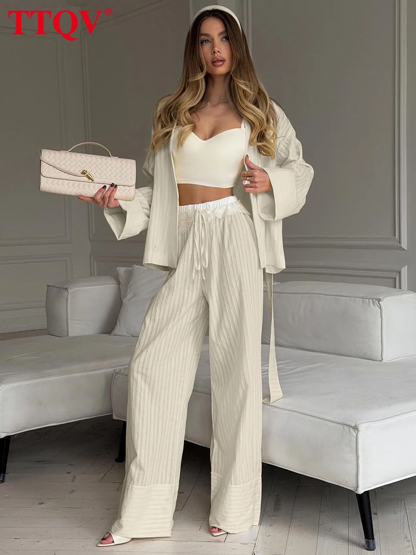 TTQV Fashion Loose Pink Trousers Set 2 Piece Woman 2026 Elegant Long Sleeve Shirt With High Waist Wide Pants Set Female Clothing
TTQV Fashion Loose Pink Trousers Set 2 Piece Woman 2026 Elegant Long Sleeve Shirt With High Waist Wide Pants Set Female Clothing