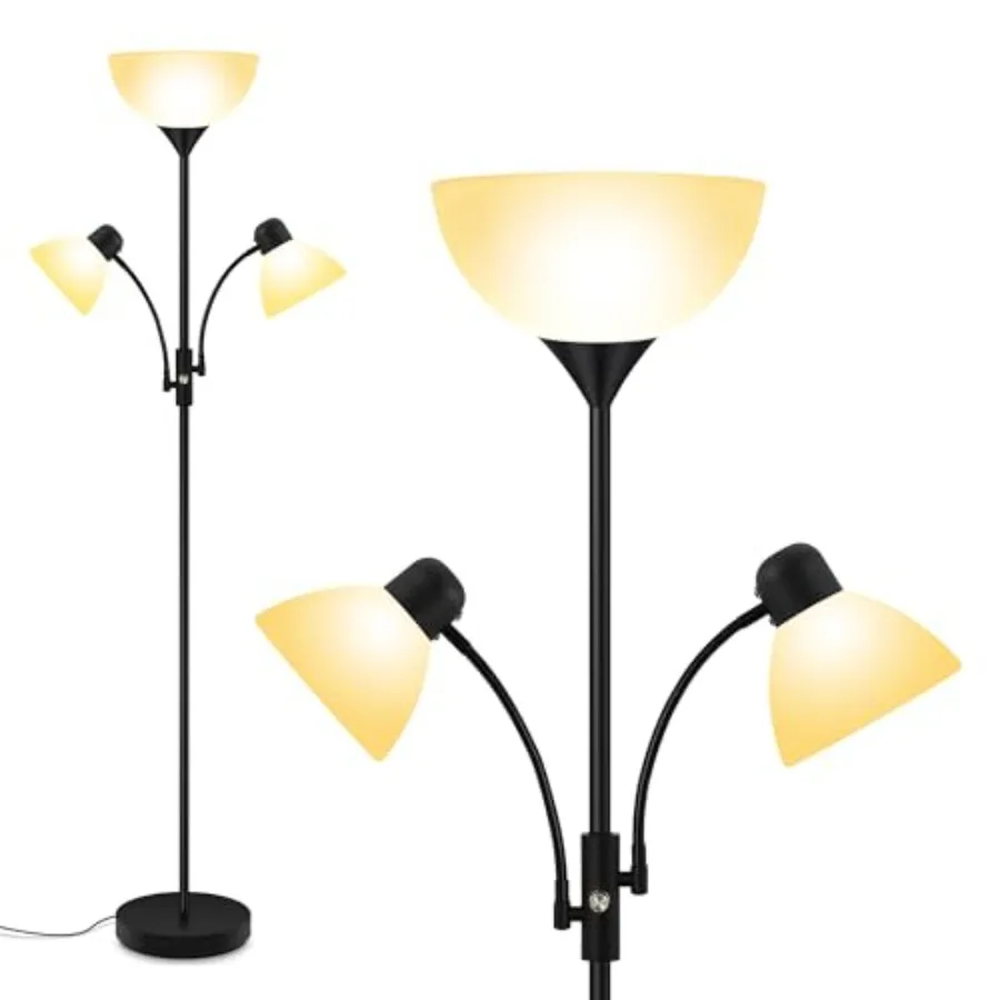 Floor Lamp Black, Standing Lamp, 71" Tall Lamps for Living Room, 3 Way Switch, Plastic Lampshade, Lamp with Reading Lamps, Mode
Floor Lamp Black, Standing Lamp, 71" Tall Lamps for Living Room, 3 Way Switch, Plastic Lampshade, Lamp with Reading Lamps, Mode