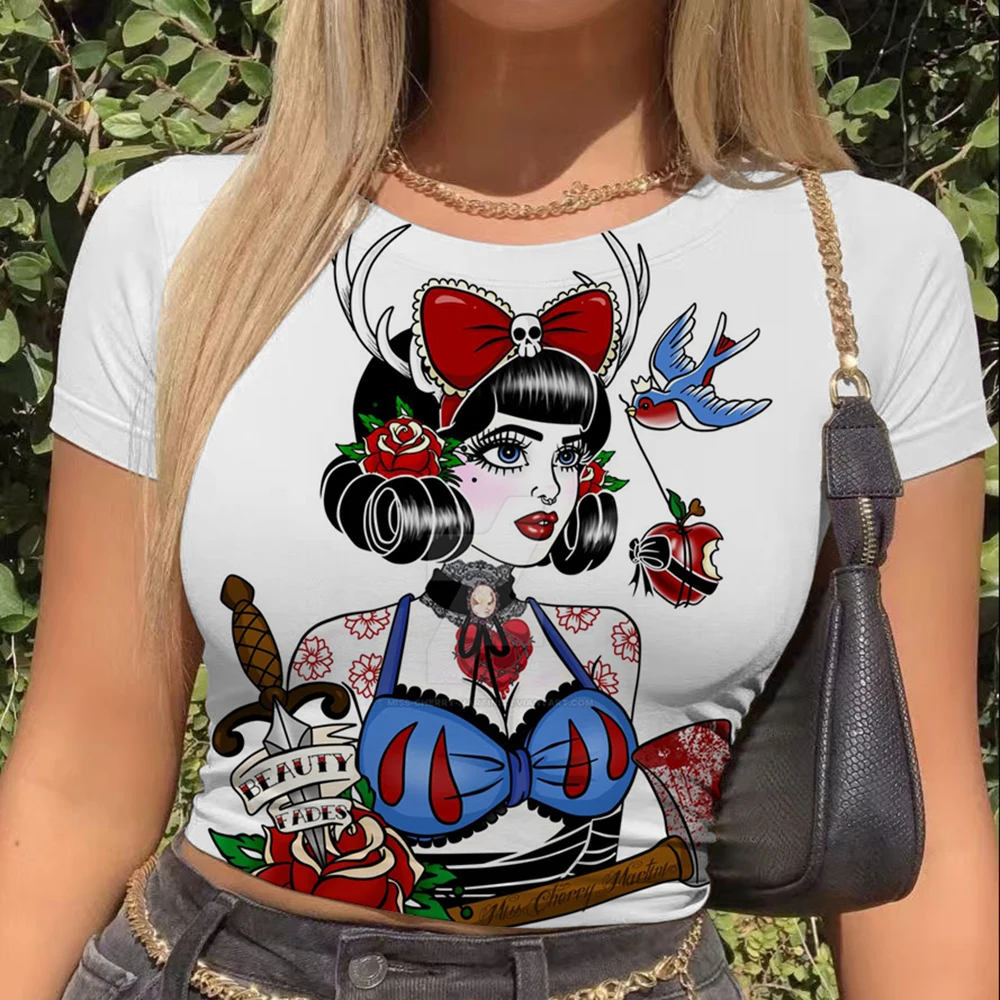 Повседневный укороченный топ с короткими рукавами и круглым вырезом с принтом принцессы Диснея, подходит для весенне-летних женских футболок
Повседневный укороченный топ с короткими рукавами и круглым вырезом с принтом принцессы Диснея, подходит для весенне-летних женских футболок