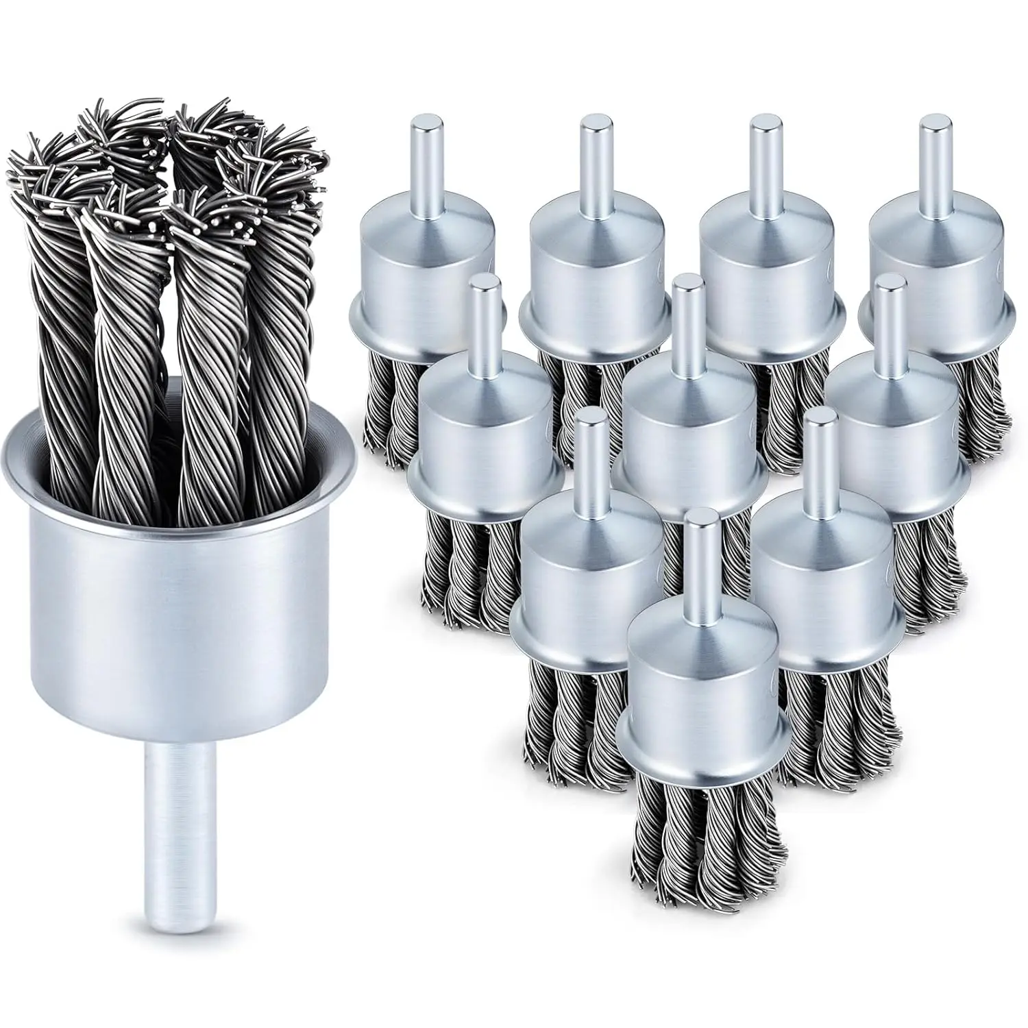 10 Pcs 1-Inch Twist Knotted Wire End Brush Set for Die Grinders & Drill 1/4-Inch Arbor Rust Corrosion & Paint Removal Tool
10 Pcs 1-Inch Twist Knotted Wire End Brush Set for Die Grinders & Drill 1/4-Inch Arbor Rust Corrosion & Paint Removal Tool