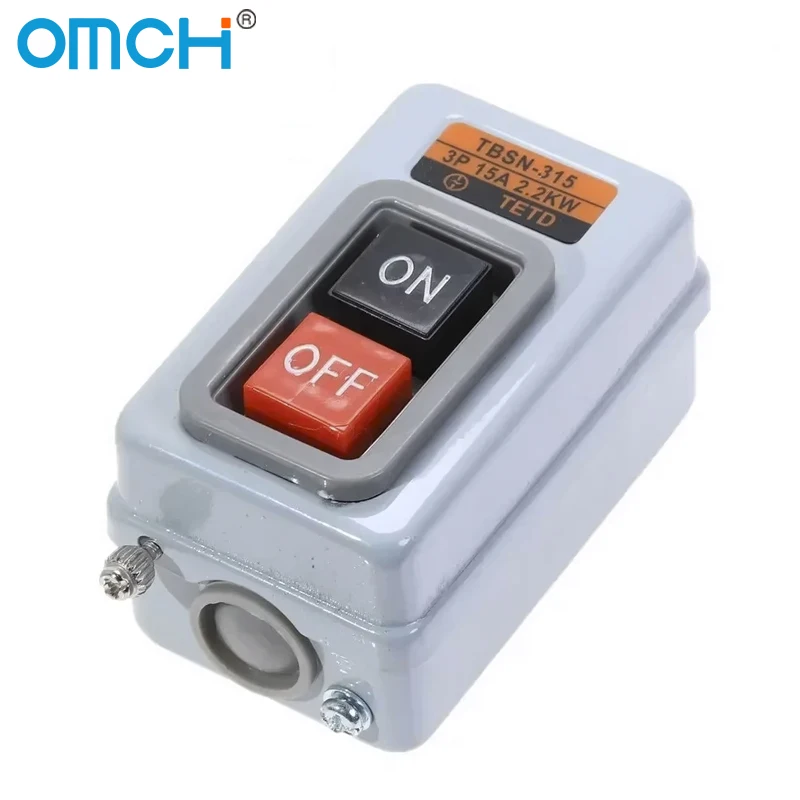 OMCH Push Button Power Switch Three Phases Power Control Start Switch AC 380V 15A 3P 2.2KW TBSN-315 TBSS-315
OMCH Push Button Power Switch Three Phases Power Control Start Switch AC 380V 15A 3P 2.2KW TBSN-315 TBSS-315