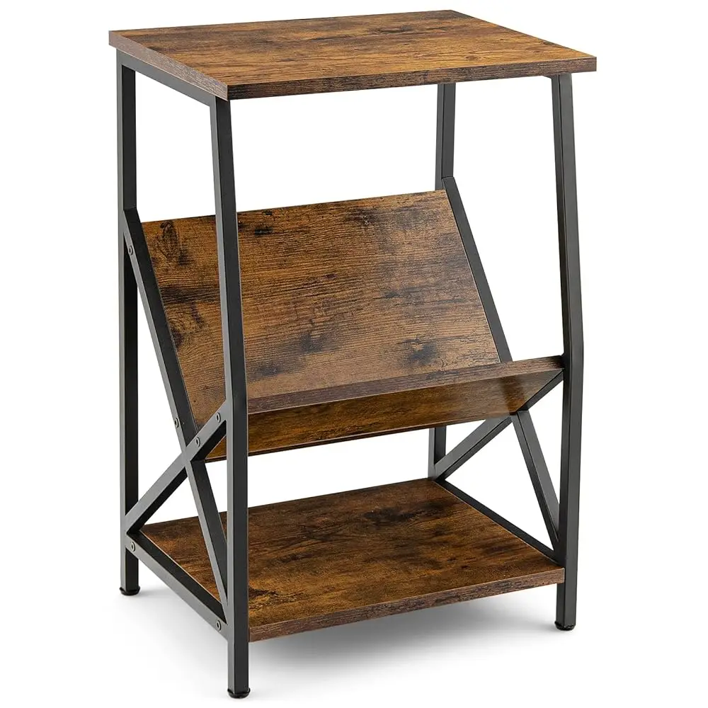 Industrial Side Table, 3-Tier Accent End Table With Magazine Holder Shelf, Metal Frame, Scratch-Resistant Top, Small Bookcase,
Industrial Side Table, 3-Tier Accent End Table With Magazine Holder Shelf, Metal Frame, Scratch-Resistant Top, Small Bookcase,