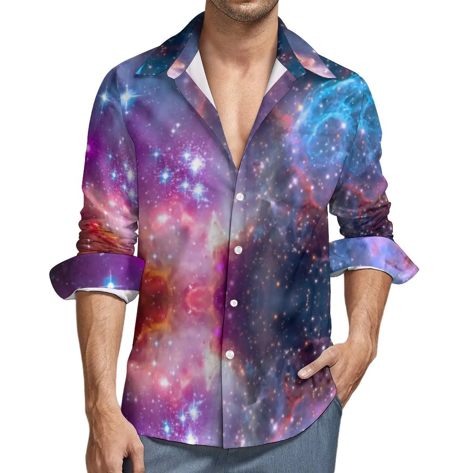 Men's Shirt Colorful Sky Print Casual Shirts Long Sleeve Super Galaxy Streetwear Blouse Spring Cool Custom Oversized Clothes
Men's Shirt Colorful Sky Print Casual Shirts Long Sleeve Super Galaxy Streetwear Blouse Spring Cool Custom Oversized Clothes