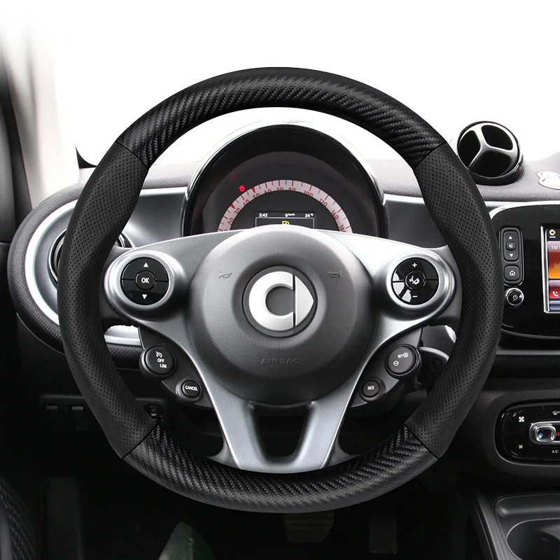 For Smart Carbon Fiber Texture & Perforated Leather Steering Wheel Cover Fortwo 450 Coprivolante 451 EQ ForTwo ForFour
For Smart Carbon Fiber Texture & Perforated Leather Steering Wheel Cover Fortwo 450 Coprivolante 451 EQ ForTwo ForFour