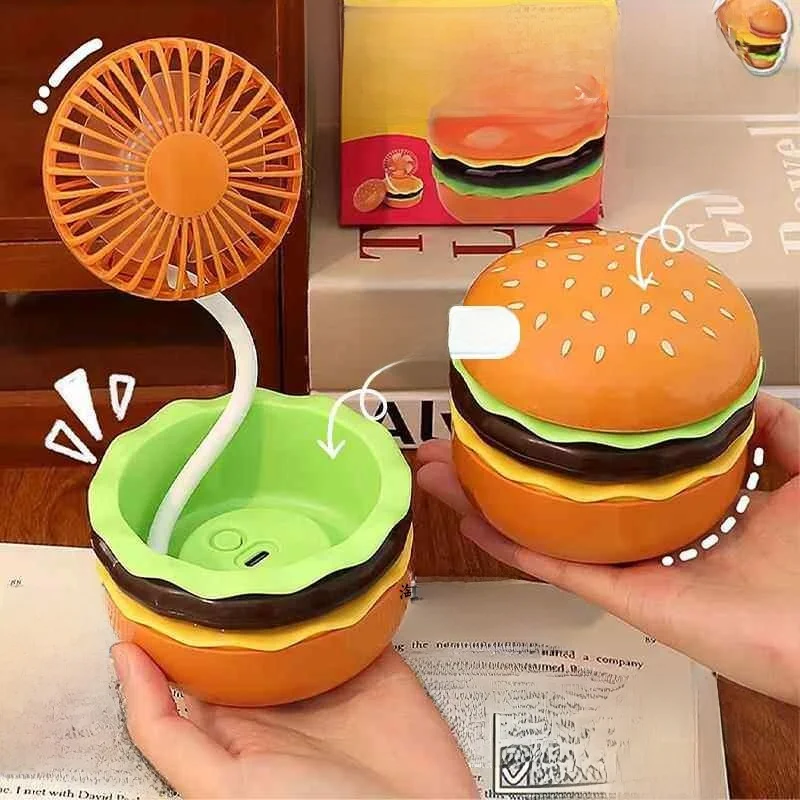 Portable Fan Plug-In Style Creative Burger Beauty Mirror Desktop USB Charging Stackable Fan Design Office Use
Portable Fan Plug-In Style Creative Burger Beauty Mirror Desktop USB Charging Stackable Fan Design Office Use