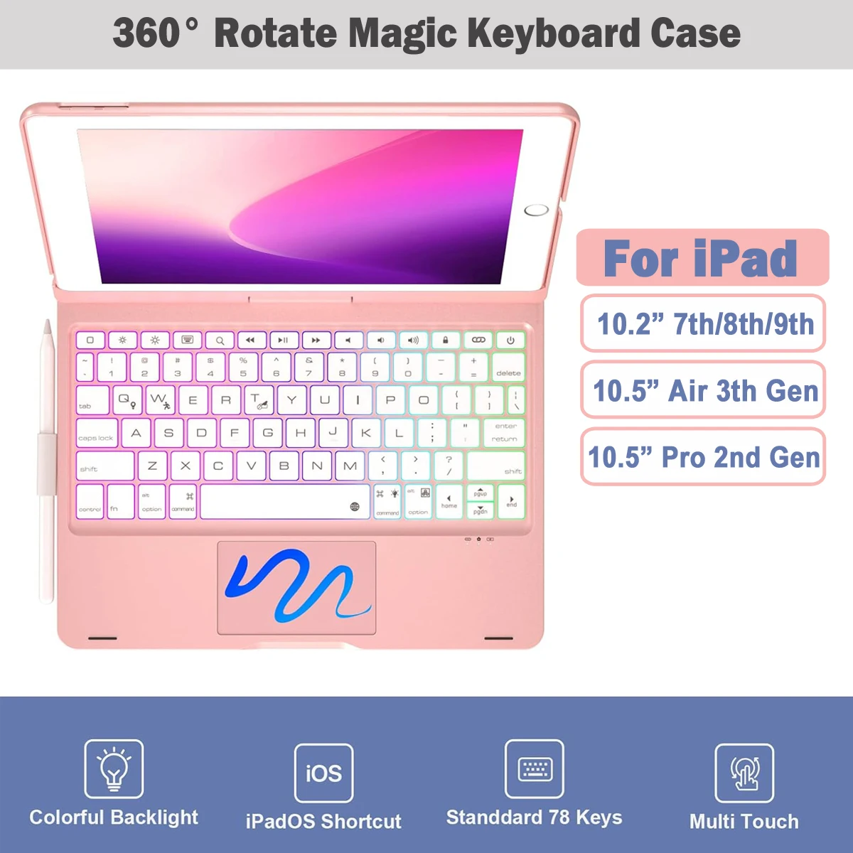 360° Rotatable Magic keyboard Case For iPad 9th Gen 2021 10.2 inch 7th 8th Tablet Cover For iPad Air 3th 2019 Pro 2nd Gen 10.5"
360° Rotatable Magic keyboard Case For iPad 9th Gen 2021 10.2 inch 7th 8th Tablet Cover For iPad Air 3th 2019 Pro 2nd Gen 10.5"
