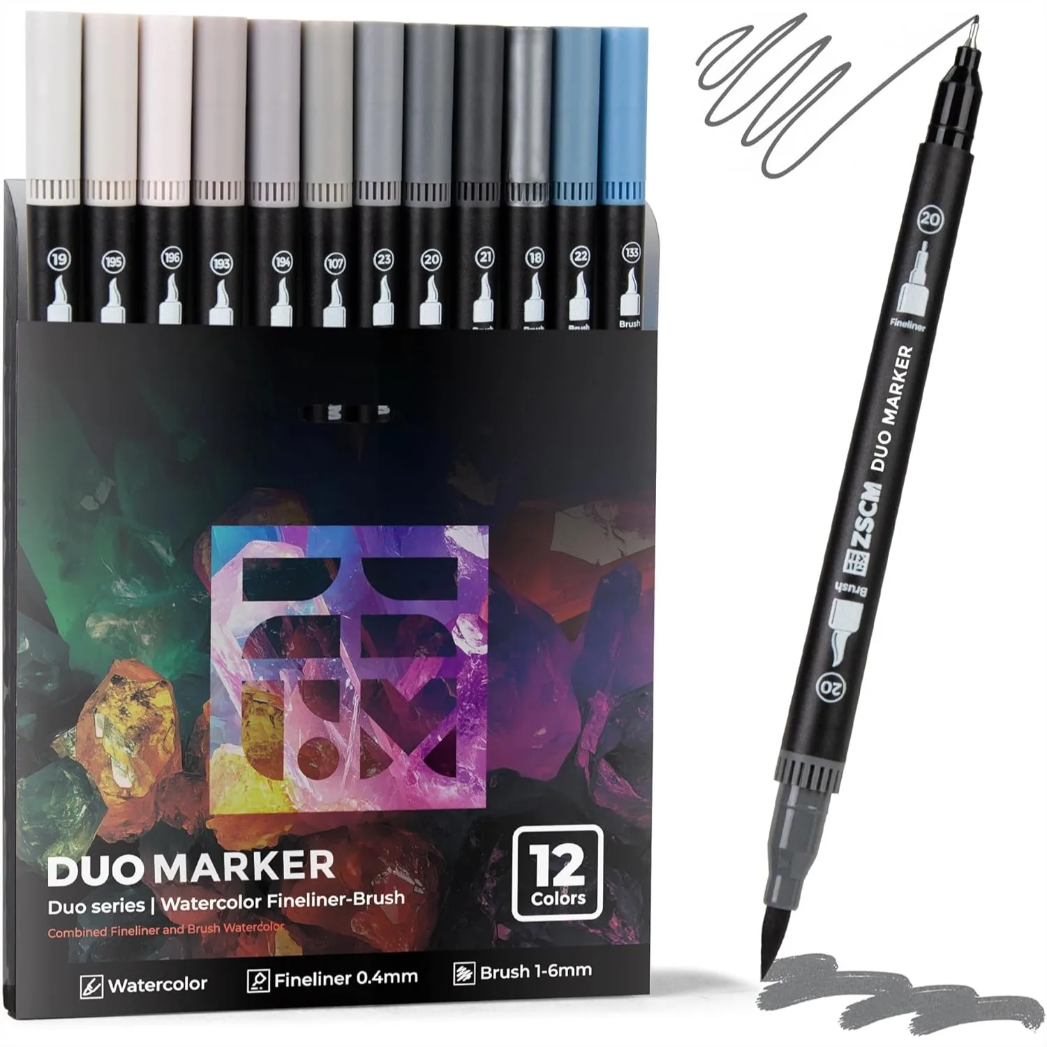 Gray Duo Tip Marker Pens, 12 Pack Fine & Brush Markers for Adult Coloring Books No Bleeding, Neutral Gray for Shading Urban
Gray Duo Tip Marker Pens, 12 Pack Fine & Brush Markers for Adult Coloring Books No Bleeding, Neutral Gray for Shading Urban