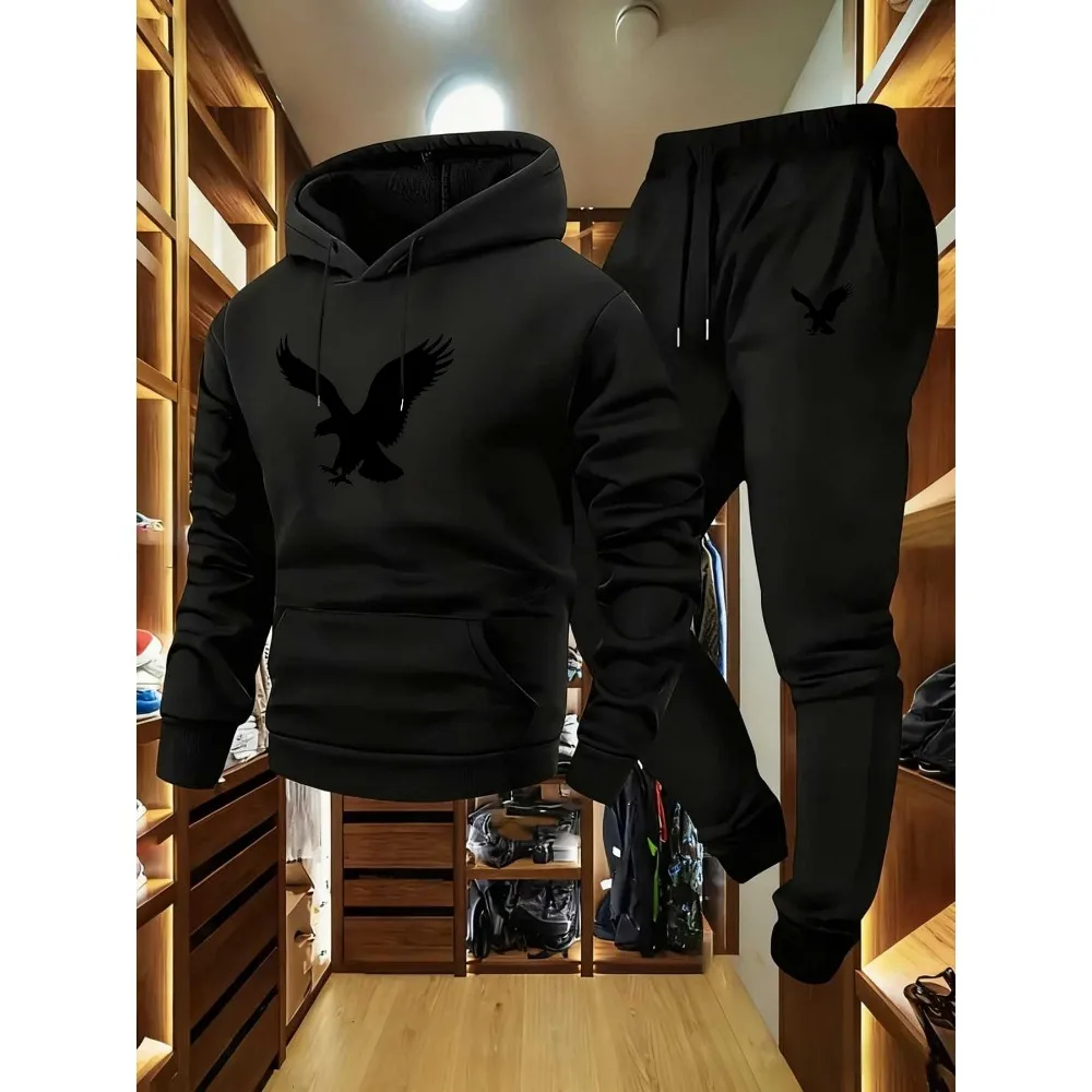 Men's Eagle Pattern Hoodie and Jogging Pants Set - Casual Street Style, Soft and Warm Comfortable, Autumn/Winter Sports Set
Men's Eagle Pattern Hoodie and Jogging Pants Set - Casual Street Style, Soft and Warm Comfortable, Autumn/Winter Sports Set
