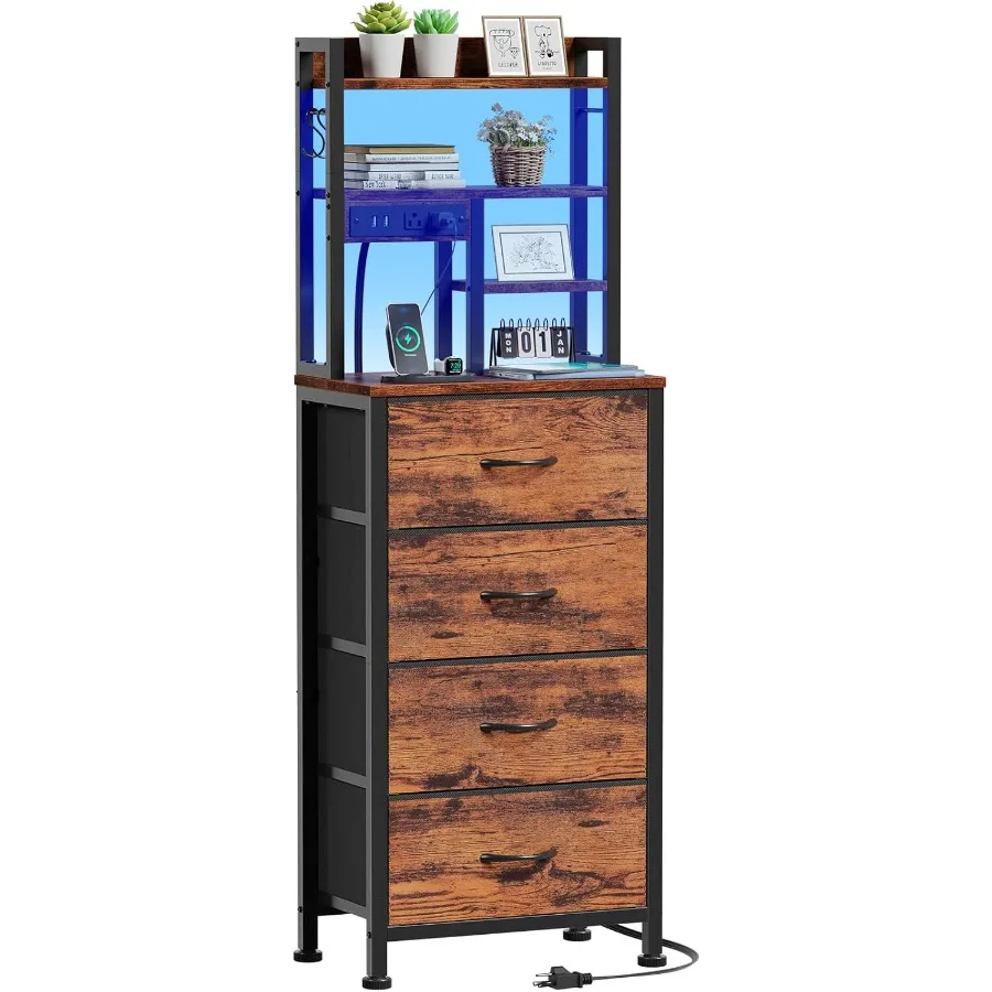 Tall Night Stand LED Nightstand with Charging Station and USB Ports 4 Fabric Drawers and 4 Tier Storage Shelf Bedside Table for
Tall Night Stand LED Nightstand with Charging Station and USB Ports 4 Fabric Drawers and 4 Tier Storage Shelf Bedside Table for