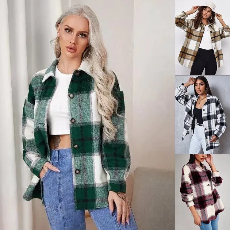 Women's Fashion Loose Lapel Long SVE Plaid Shirt Ladies Stylish Outerwear Short Coat Other Material 100% Winter Season
Women's Fashion Loose Lapel Long SVE Plaid Shirt Ladies Stylish Outerwear Short Coat Other Material 100% Winter Season