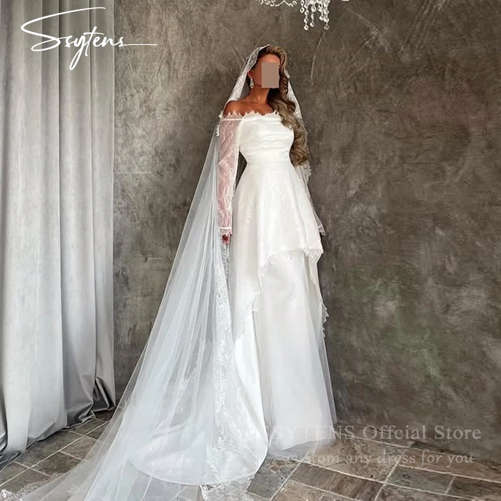SSYTENS Customized Long Sleeves Wedding Dresses Lace Saudi Arabia Wedding Bridal Gowns White Bride Formal Brides Party Dresses
SSYTENS Customized Long Sleeves Wedding Dresses Lace Saudi Arabia Wedding Bridal Gowns White Bride Formal Brides Party Dresses
