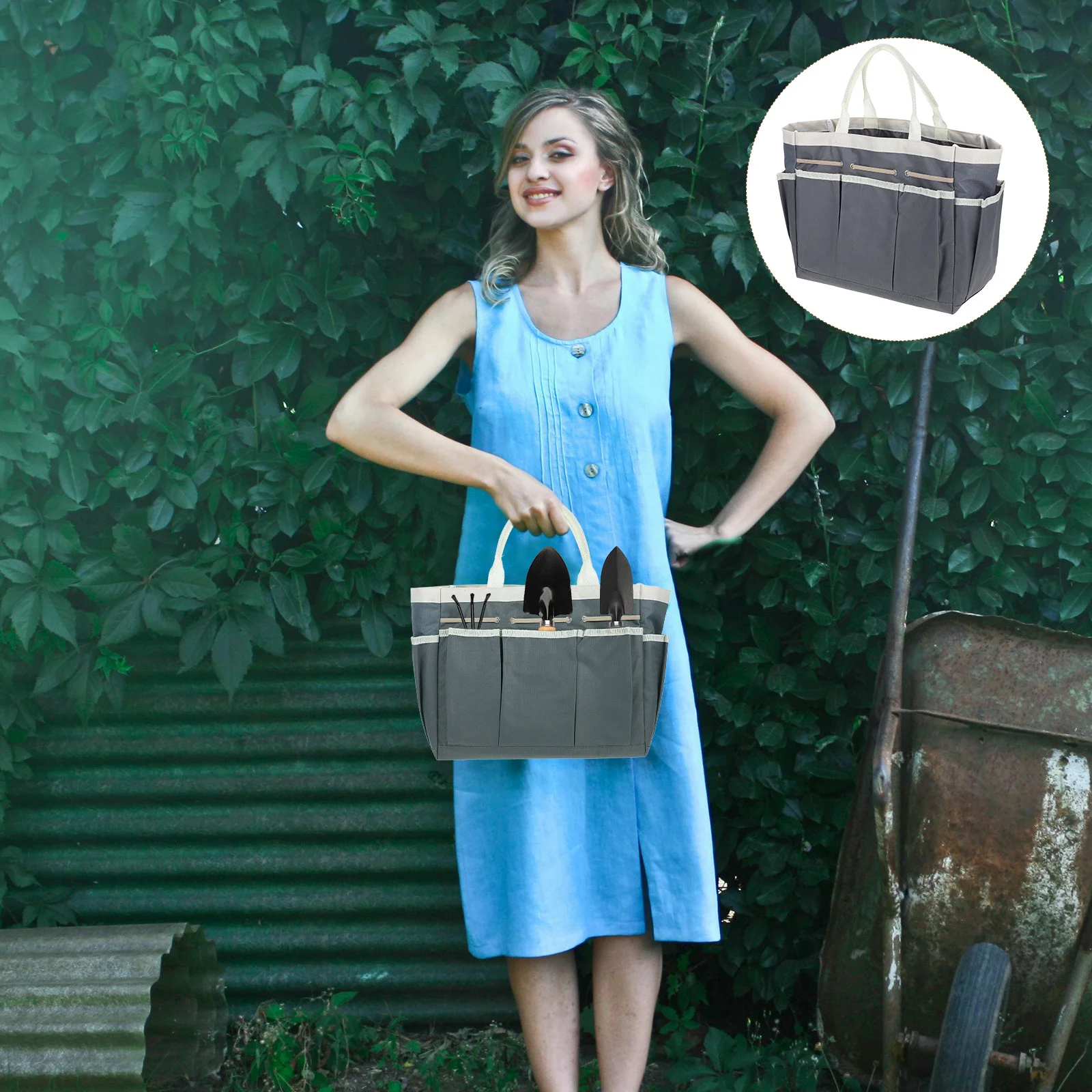 Large Oxford Fabric Garden Tool Organizer Tote Bag Dark Gray Durable Waterproof Gardening Tool Storage Tote Outdoor Home Use
Large Oxford Fabric Garden Tool Organizer Tote Bag Dark Gray Durable Waterproof Gardening Tool Storage Tote Outdoor Home Use