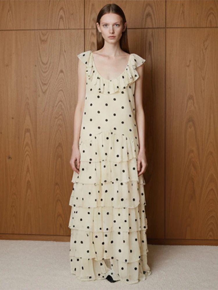 Elegant Sleeveless Polka Dot Dress Women Chic Irregular Tiered Ruffle V-neck Summer Midi Dress 2026 Lady Holiday Beach Robes New
Elegant Sleeveless Polka Dot Dress Women Chic Irregular Tiered Ruffle V-neck Summer Midi Dress 2026 Lady Holiday Beach Robes New