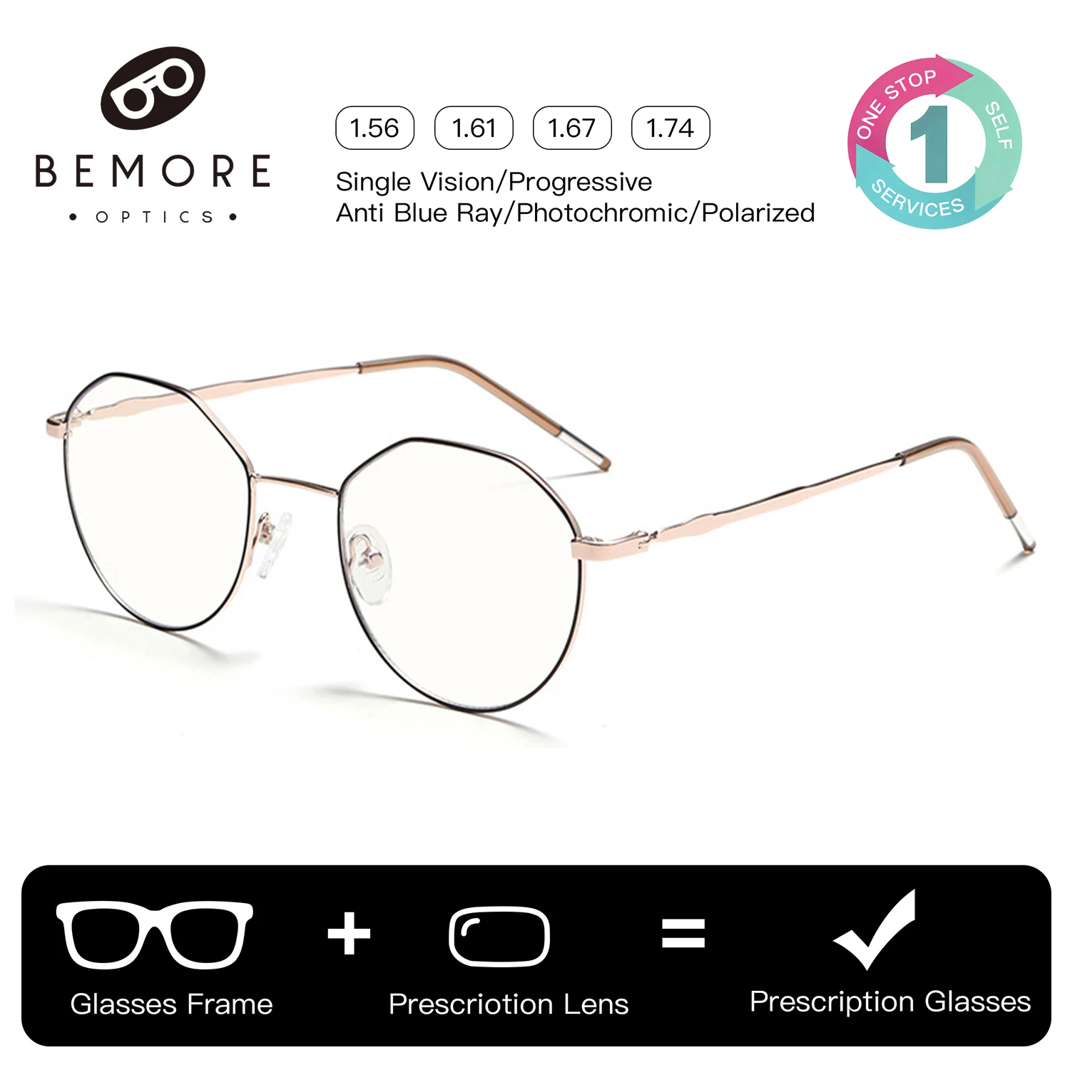 BEMORE Square Alloy Prescription Glasses Women Photochromic Anti Blue Light Myopia Multifocal Optical Eyewear
BEMORE Square Alloy Prescription Glasses Women Photochromic Anti Blue Light Myopia Multifocal Optical Eyewear
