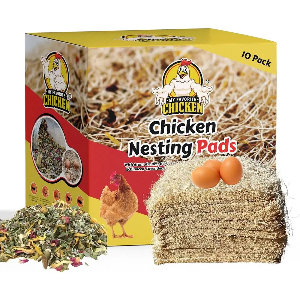 Chicken Nesting Pads with Aromatic Nest Herbs | Natural Aspen Poultry Bedding | 13 x 13 Inches | Pack of 10
Chicken Nesting Pads with Aromatic Nest Herbs | Natural Aspen Poultry Bedding | 13 x 13 Inches | Pack of 10