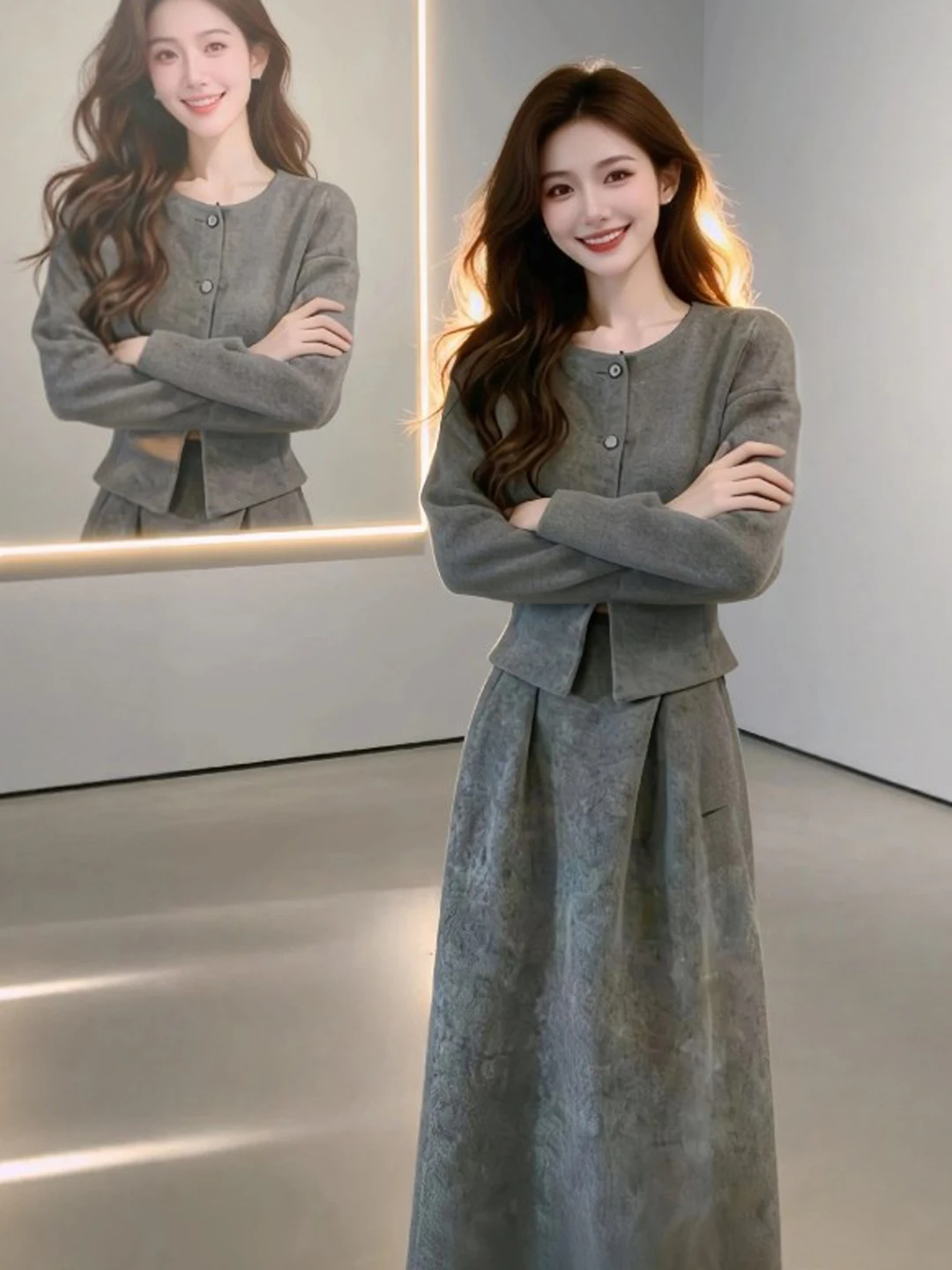 Korean Style Soft Knitted Top And Half Skirt Two-Piece Set Youthful Spring Collection Comfortable Long Sleeve Button Closure
Korean Style Soft Knitted Top And Half Skirt Two-Piece Set Youthful Spring Collection Comfortable Long Sleeve Button Closure